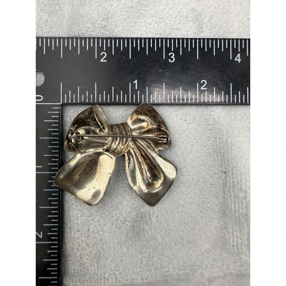 Vintage Silver Tone Bow Brooch Clip On Earrings Set‎